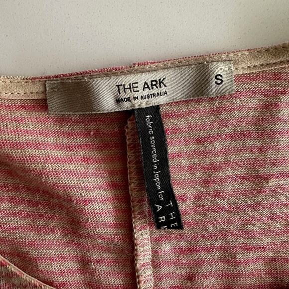 The Ark Australia 100% Linen Scoop Neck Slouch Pocket Stripe Short Sleeve‎ Tee S - Picture 5 of 8